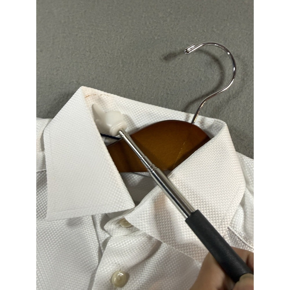 Eton Mens Slim Solid King Oxford Shirt White Sz 14.5 Long Sleeve Textured Button - Picture 10 of 10